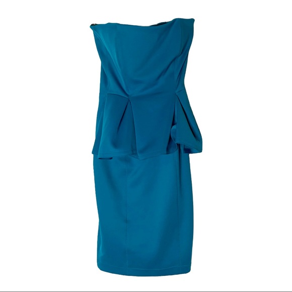 Torn by Ronny Kobo Camille Scuba Peplum Dress Evening Occasion Jewel Tone S - Picture 9 of 10